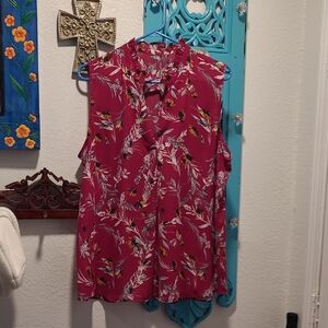 Floral Sleeveless Blouse - Pink